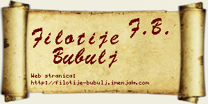 Filotije Bubulj vizit kartica